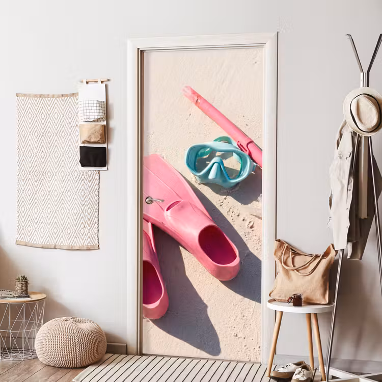 Snorkelset - Strand - Zomer - Roze deurposter klein -sfeer6