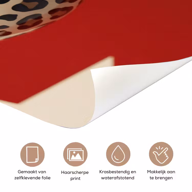 Spel - Dierenprint - Nummer 8 - Modern - Rood deurposter klein -closeup_NL