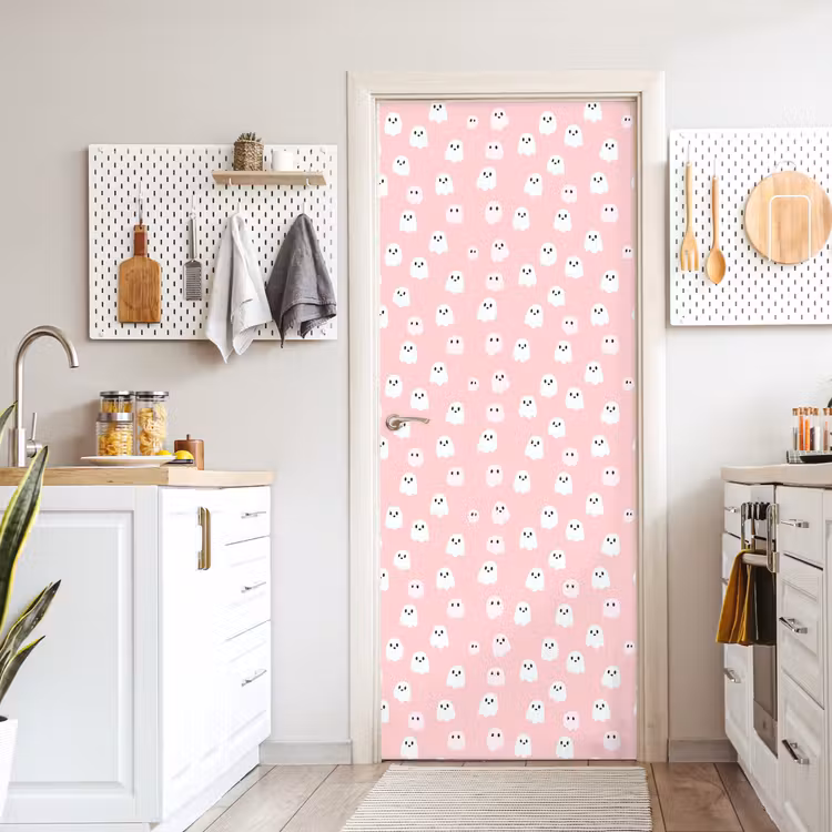 Spookjes - Patroon - Roze deurposter klein 289 -sfeer5