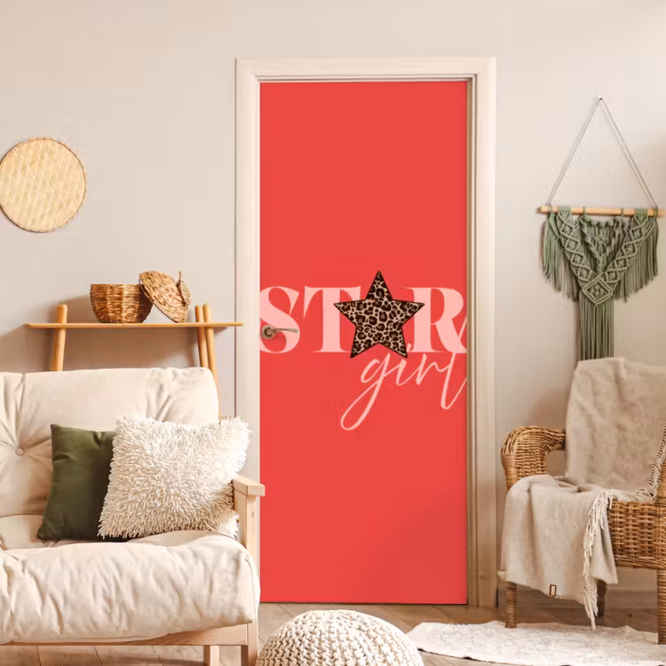 Star girl - Rood - Panter - Ster deurposter klein -sfeer2