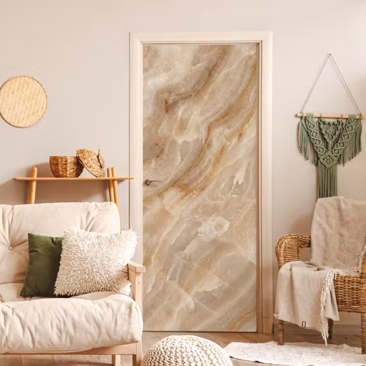 Steen - Ader - Natuur - Modern - Beige deurposter klein -sfeer2