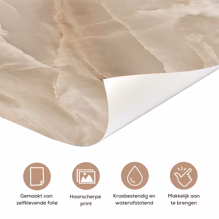 Steen - Golvend - Abstract - Beige deurposter klein -closeup_NL