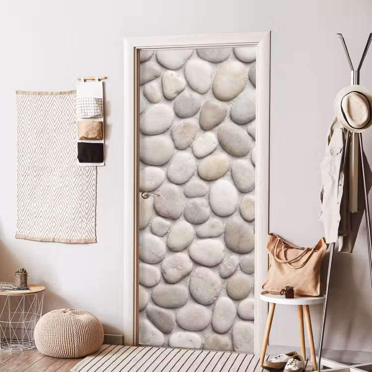 Steen - Kiezel - Natuur - Minimalistisch - Beige deurposter klein -sfeer6