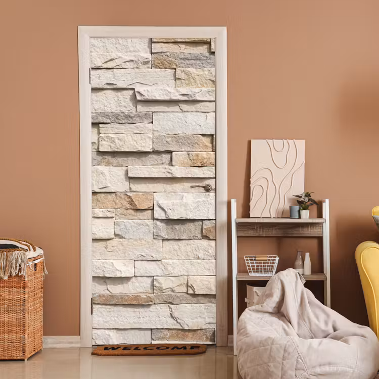 Steen - Muur - Textuur - Rustiek - Beige deurposter klein -sfeer1