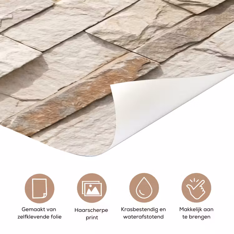 Steen - Muur - Textuur - Rustiek - Beige deurposter klein -closeup_NL