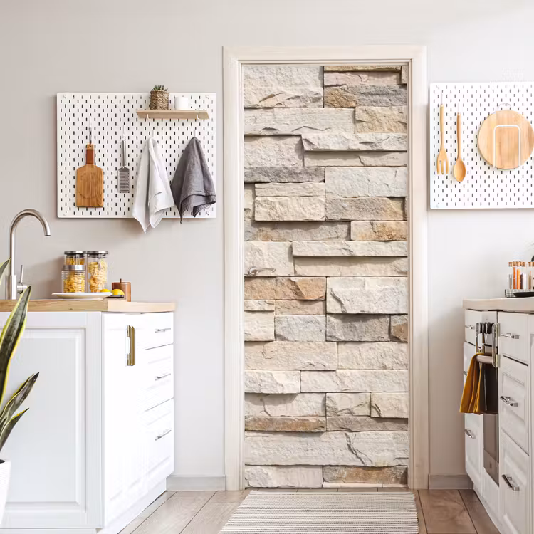 Steen - Muur - Textuur - Rustiek - Beige deurposter klein -sfeer5