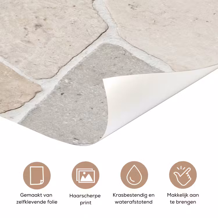 Steen - Patroon - Textuur - Beige deurposter klein -closeup_NL