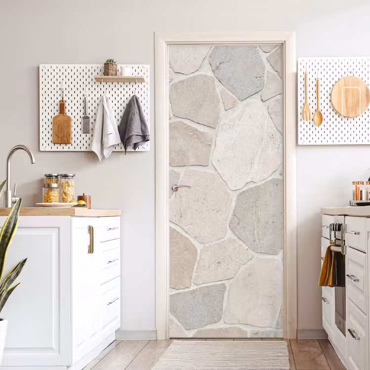 Steen - Patroon - Textuur - Beige deurposter klein -sfeer5
