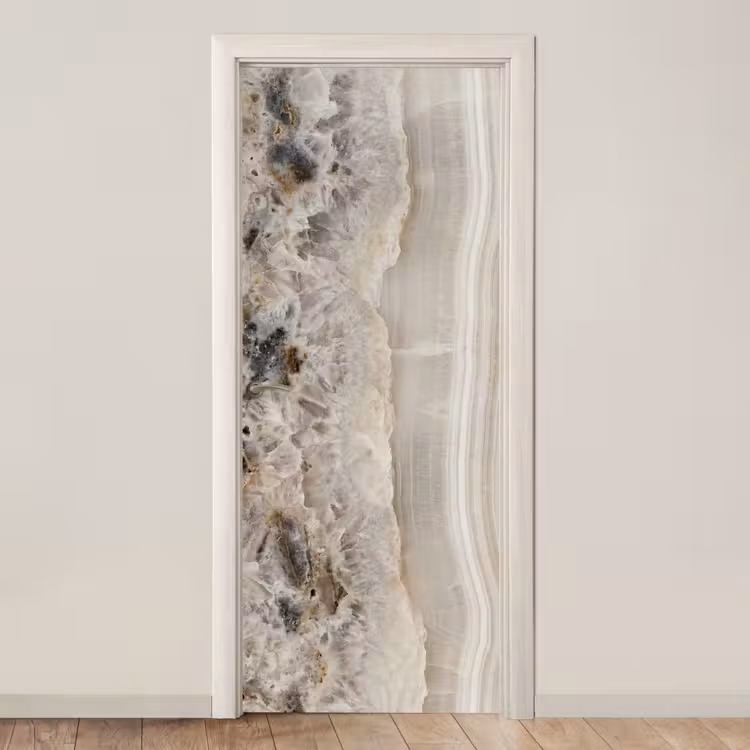 Steen - Textuur - Abstract - Beige - Wit deurposter klein -3d_beige