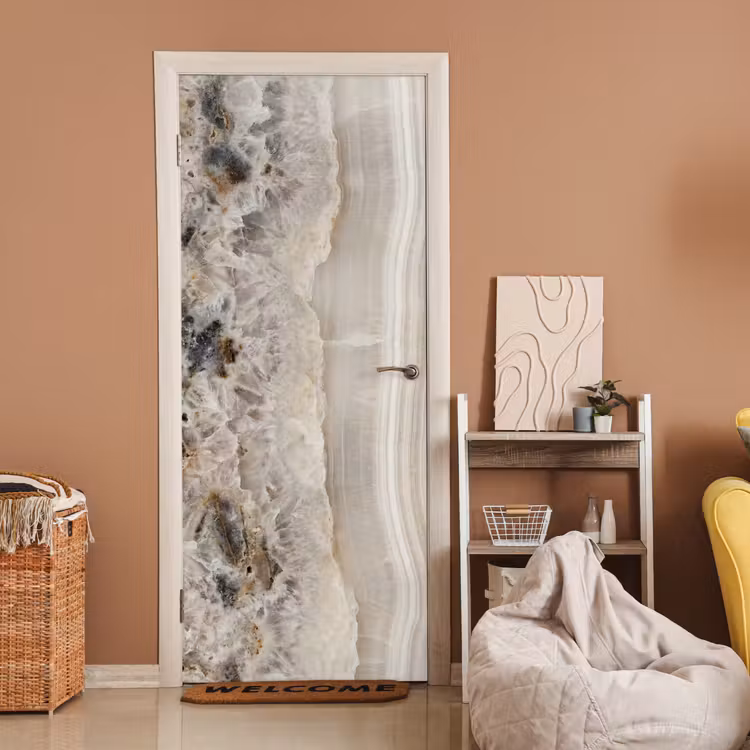Steen - Textuur - Abstract - Beige - Wit deurposter klein -sfeer1