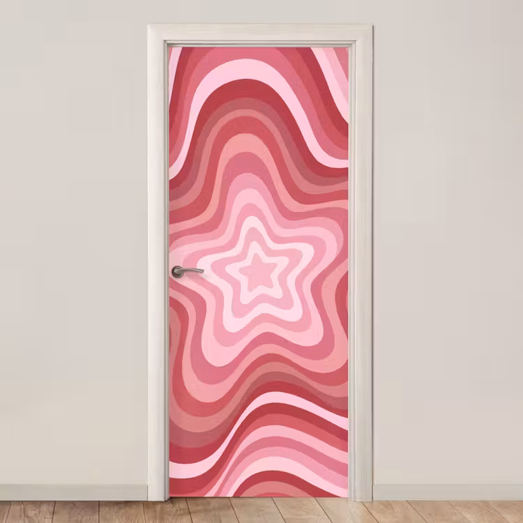 Ster - Golvend - Abstract - Roze deurposter klein -3d_beige