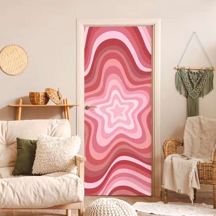 Ster - Golvend - Abstract - Roze deurposter klein -sfeer2