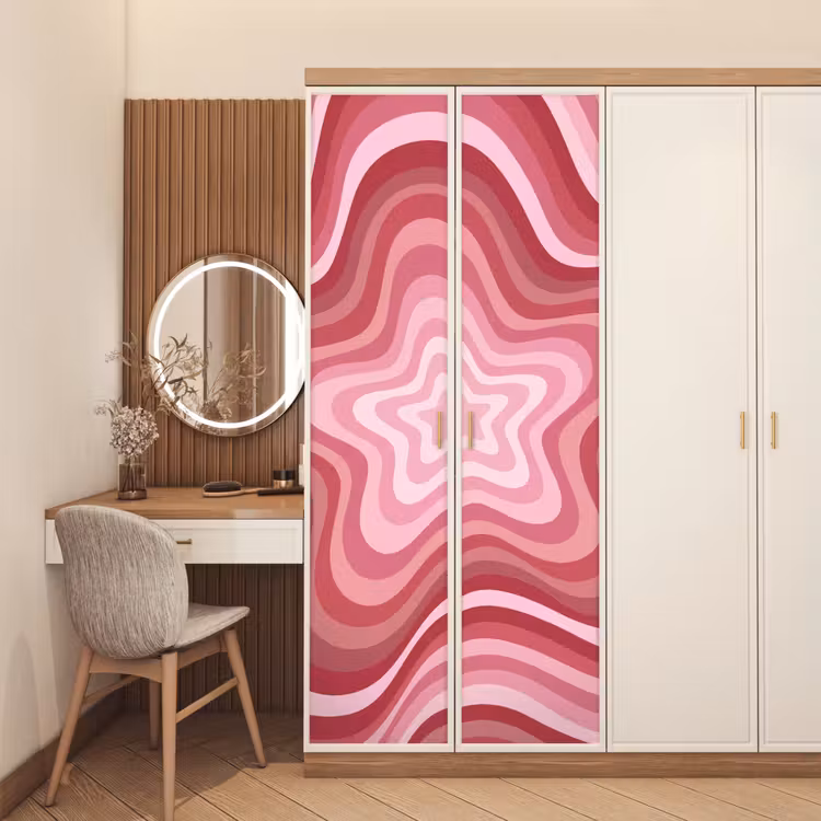 Ster - Golvend - Abstract - Roze deurposter klein -sfeer3