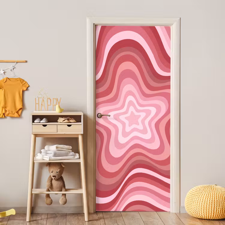Ster - Golvend - Abstract - Roze deurposter klein -sfeer4