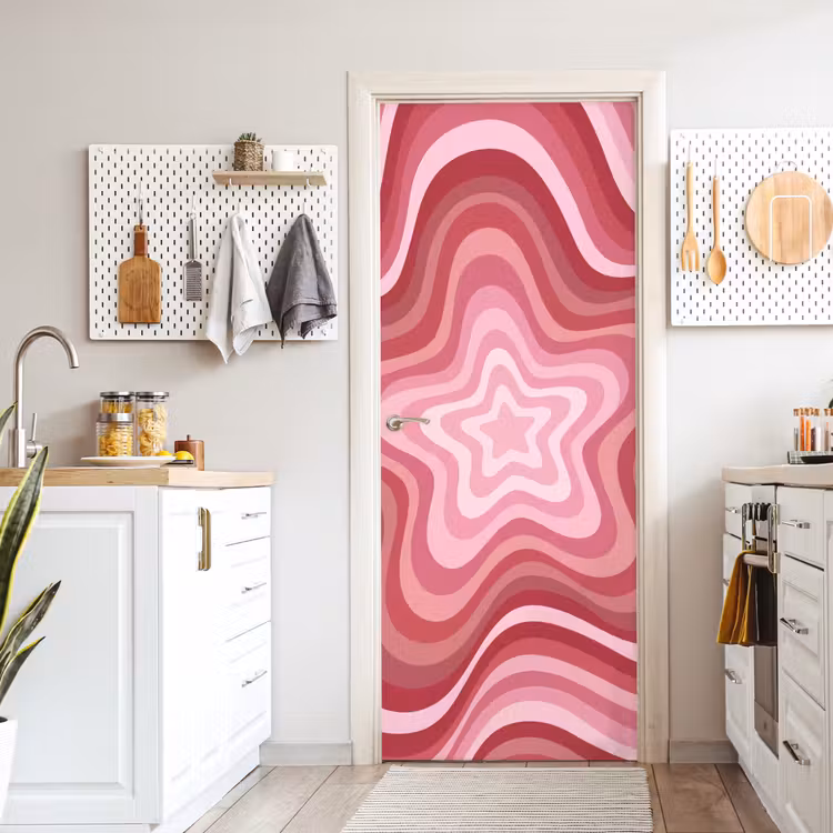 Ster - Golvend - Abstract - Roze deurposter klein -sfeer5