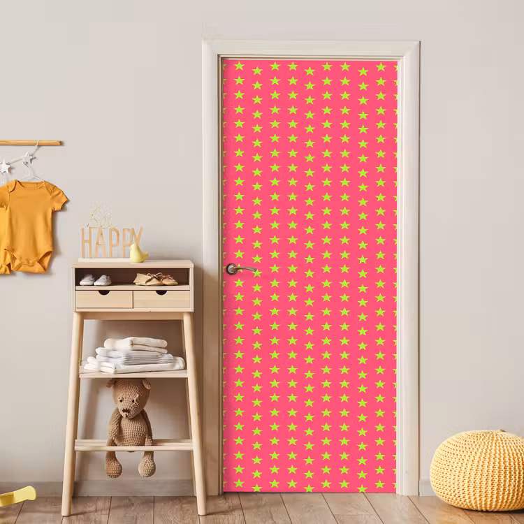 Sterren - Patroon - Roze deurposter klein 289 -sfeer4