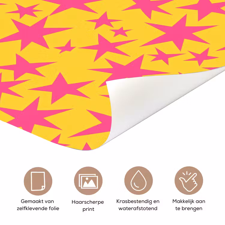 Sterren - Patroon - Roze - Geel deurposter klein 289 -closeup_NL