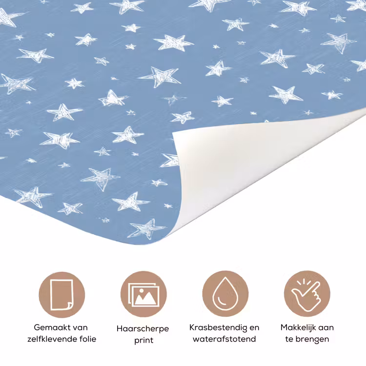 Sterretjes - Patroon - Blauw deurposter klein 289 -closeup_NL