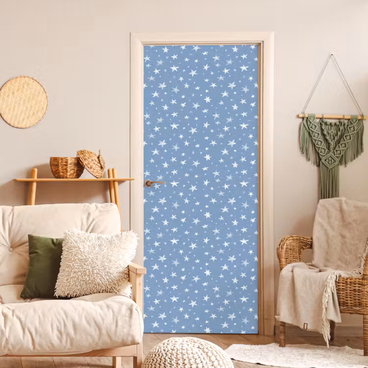 Sterretjes - Patroon - Blauw deurposter klein 289 -sfeer2