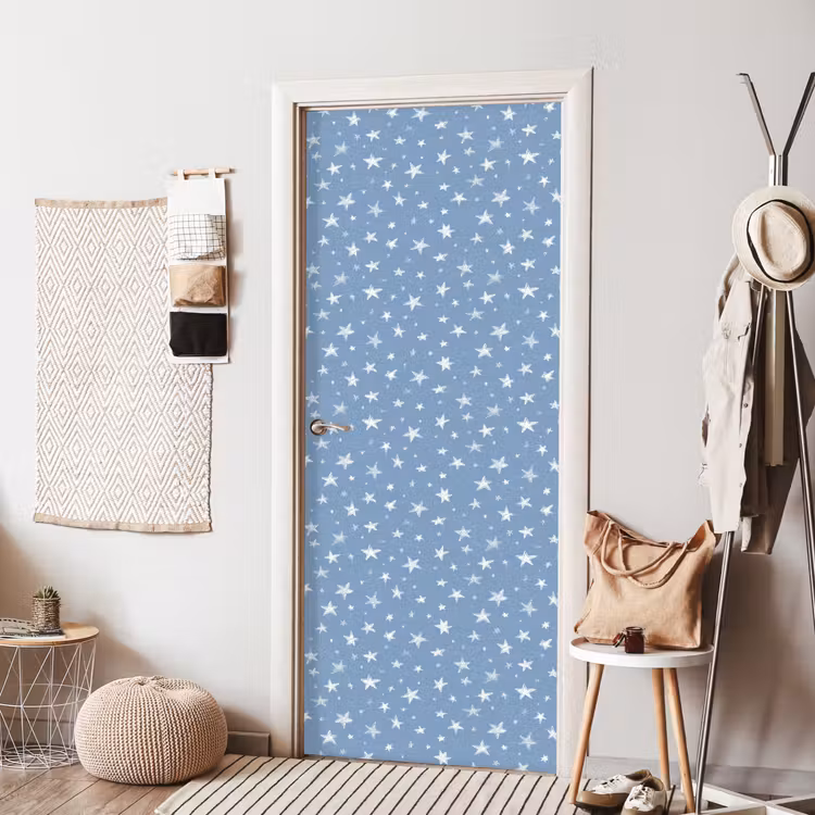 Sterretjes - Patroon - Blauw deurposter klein 289 -sfeer6