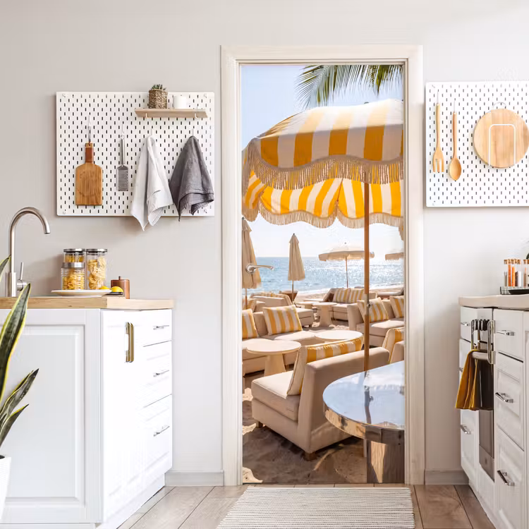 Strand - Ligbedden - Vakantie - Modern - Geel deurposter klein -sfeer5