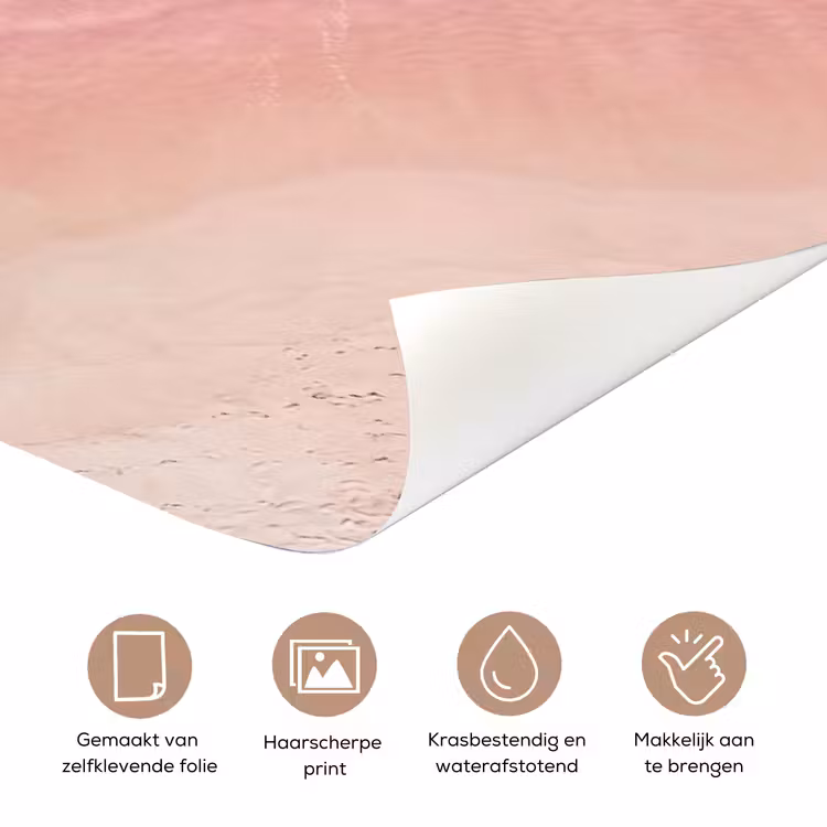Strand - Oceaan - Golven - Roze Zand - Natuur deurposter klein -closeup_NL