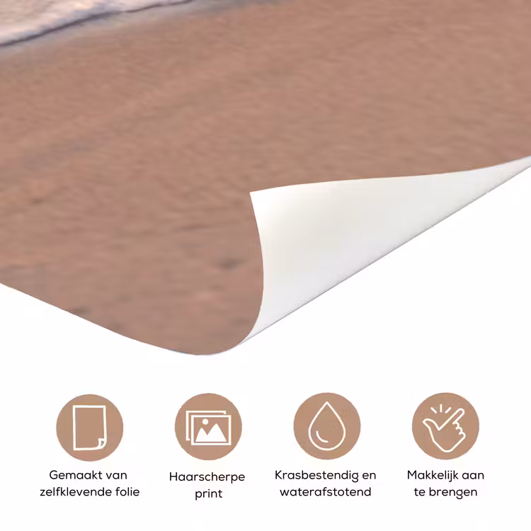 Strand - Zee - Golven - Natuur - Zonsondergang deurposter klein -closeup_NL