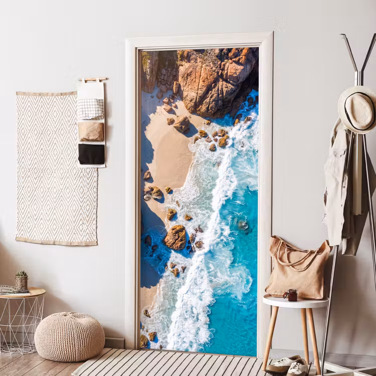 Strand - Zee - Rotsen - Natuur - Blauw deurposter klein -sfeer6