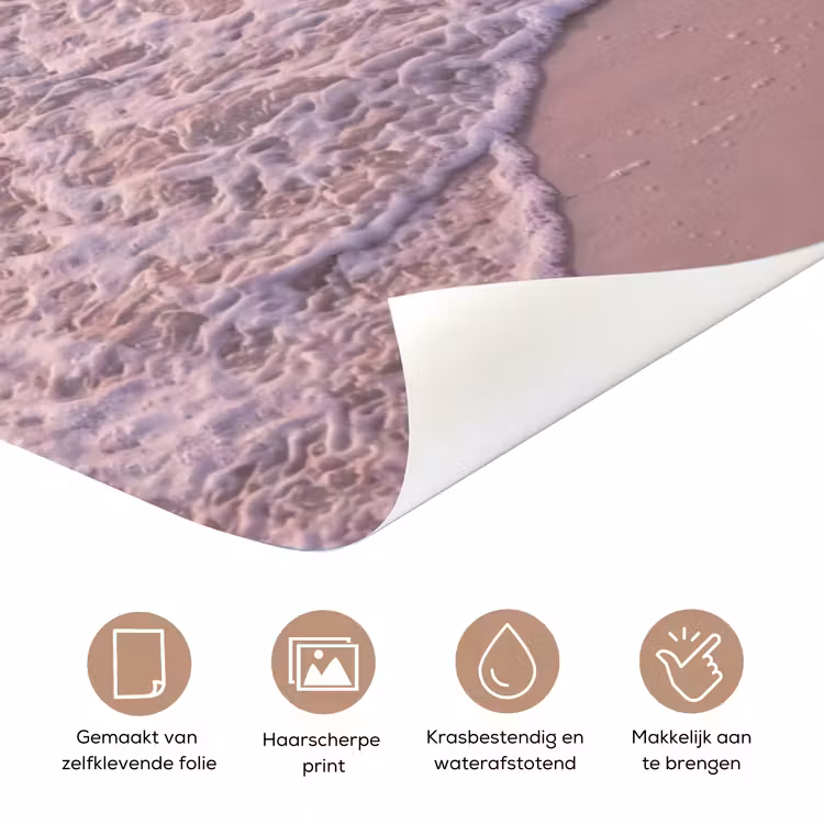 Strand - Zonsondergang - Natuur - Minimalistisch - Roze deurposter klein -closeup_NL