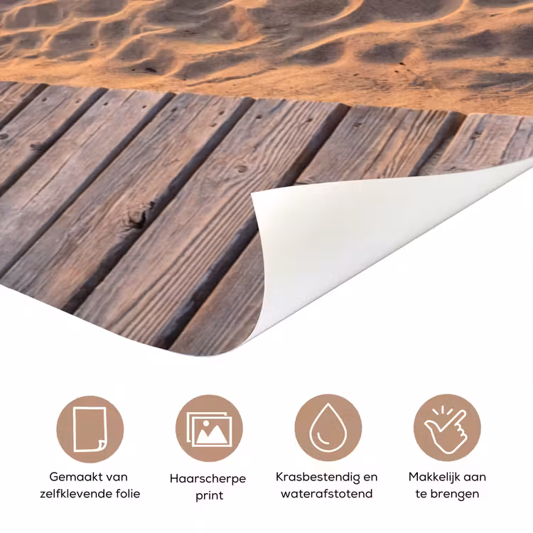 Strand - Zonsondergang - Zee - Natuur - Oranje deurposter klein -closeup_NL