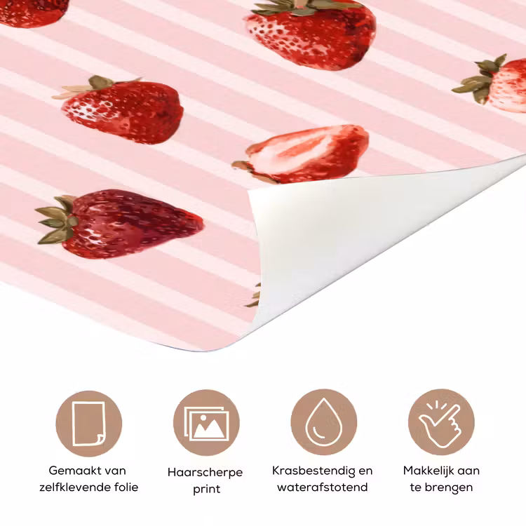 Strepen - Aardbei - Roze deurposter klein 289 -closeup_NL