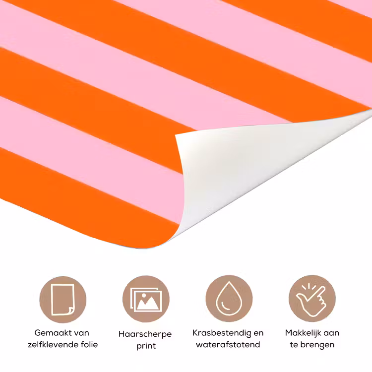 Strepen - Oranje - Verticaal - Ciao bella deurposter klein -closeup_NL
