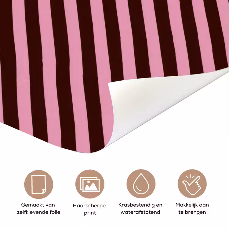 Strepen - Roze - Bruin deurposter klein 289 -closeup_NL