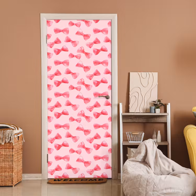 Strikken - Aquarel - Roze deurposter klein 289 -sfeer1