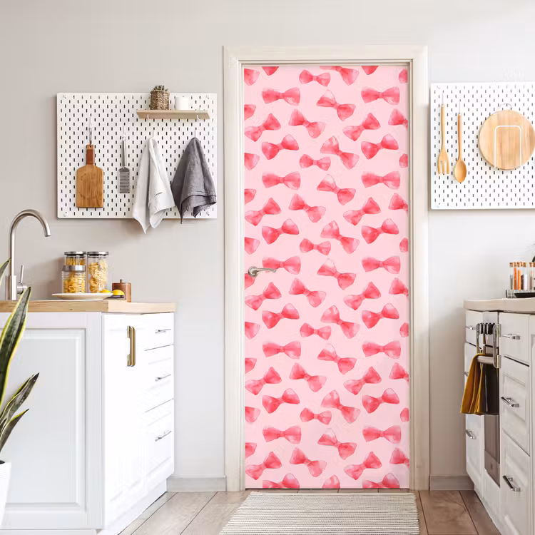 Strikken - Aquarel - Roze deurposter klein 289 -sfeer5
