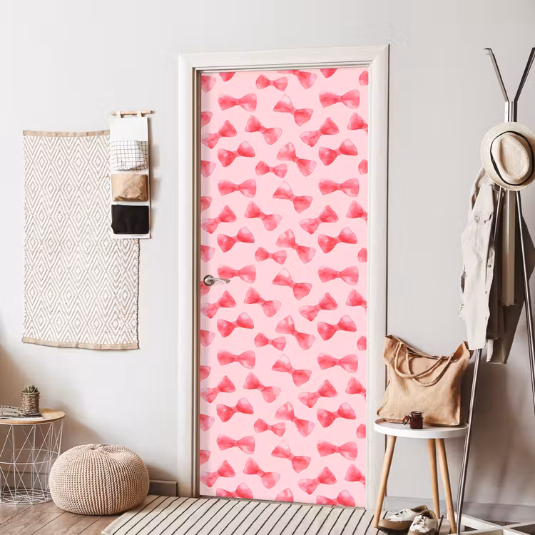 Strikken - Aquarel - Roze deurposter klein 289 -sfeer6