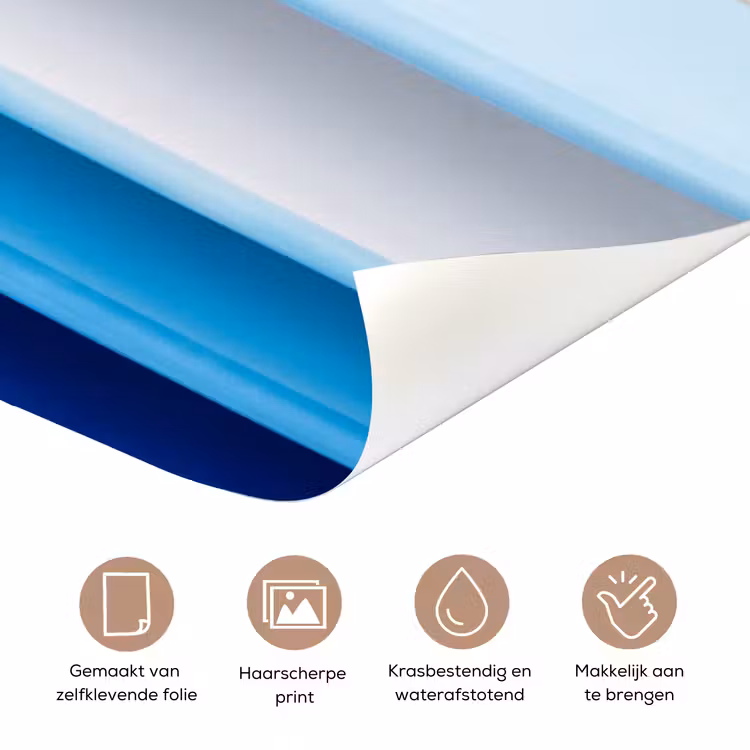 Surfplank - Strand - Zomer - Blauw - Water deurposter klein -closeup_NL
