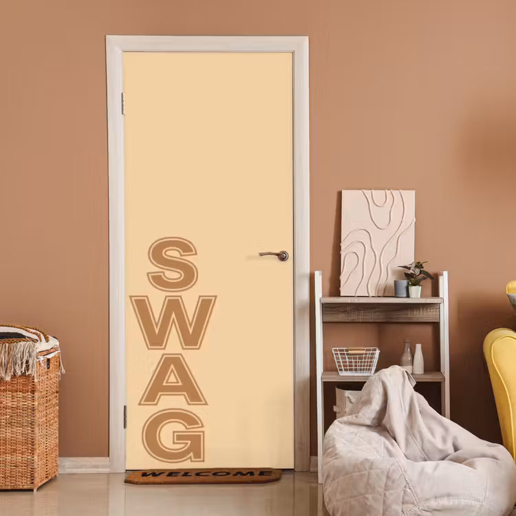 Swag - Bruin - Beige deurposter klein -sfeer1