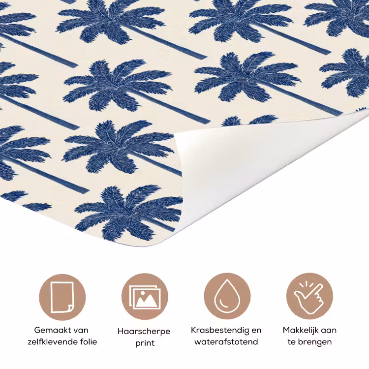 Symmetrisch - Palm - Blauw deurposter klein 289 -closeup_NL