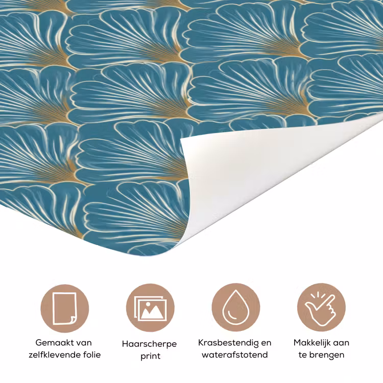 Symmetrisch - Patroon - Blauw deurposter klein 289 -closeup_NL