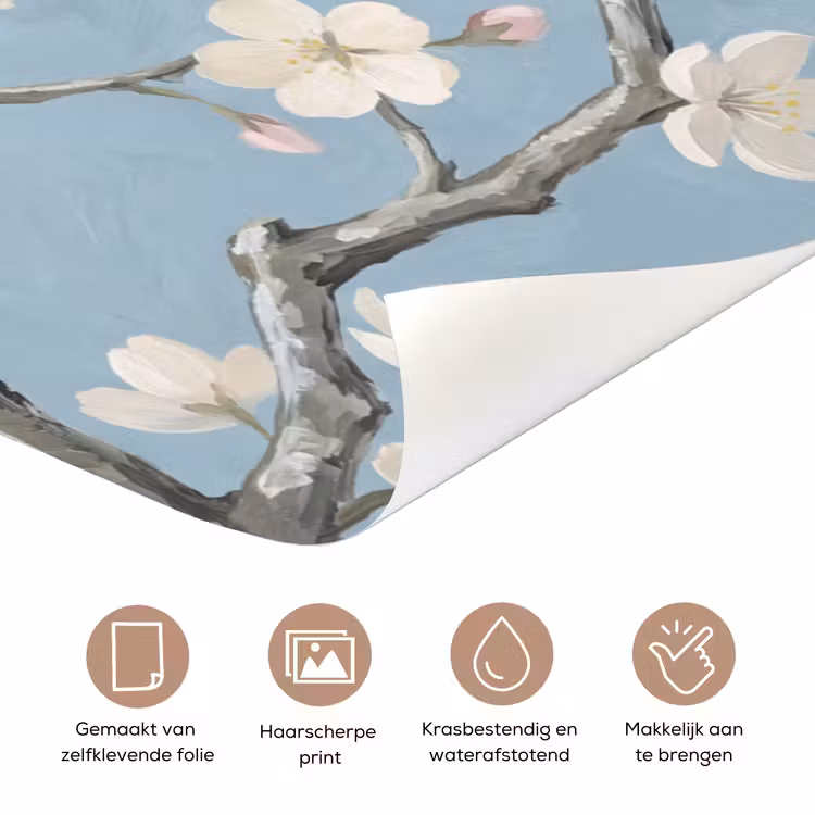 Takken - Kersenbloesem - Blauw deurposter klein -closeup_NL