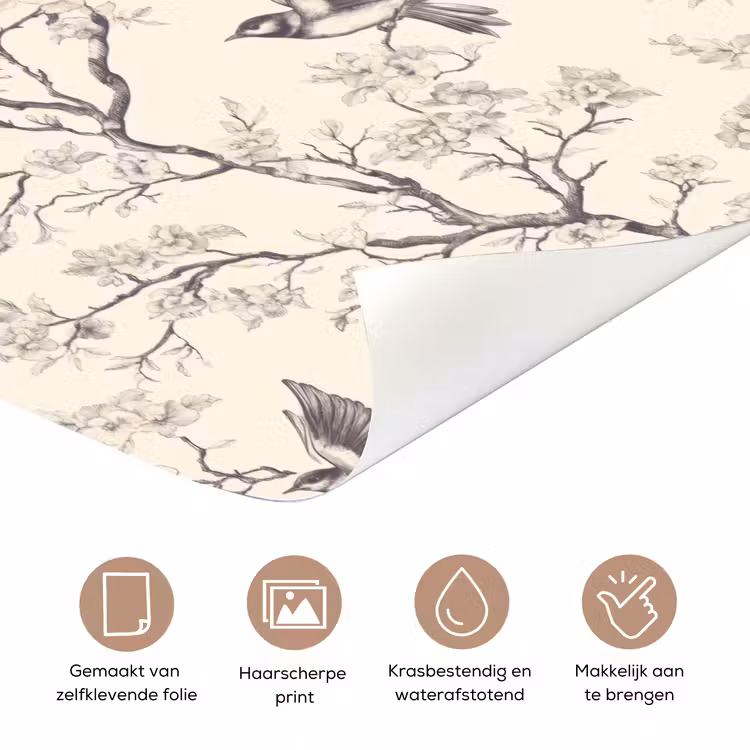 Takken - Vogels - Beige deurposter klein 289 -closeup_NL