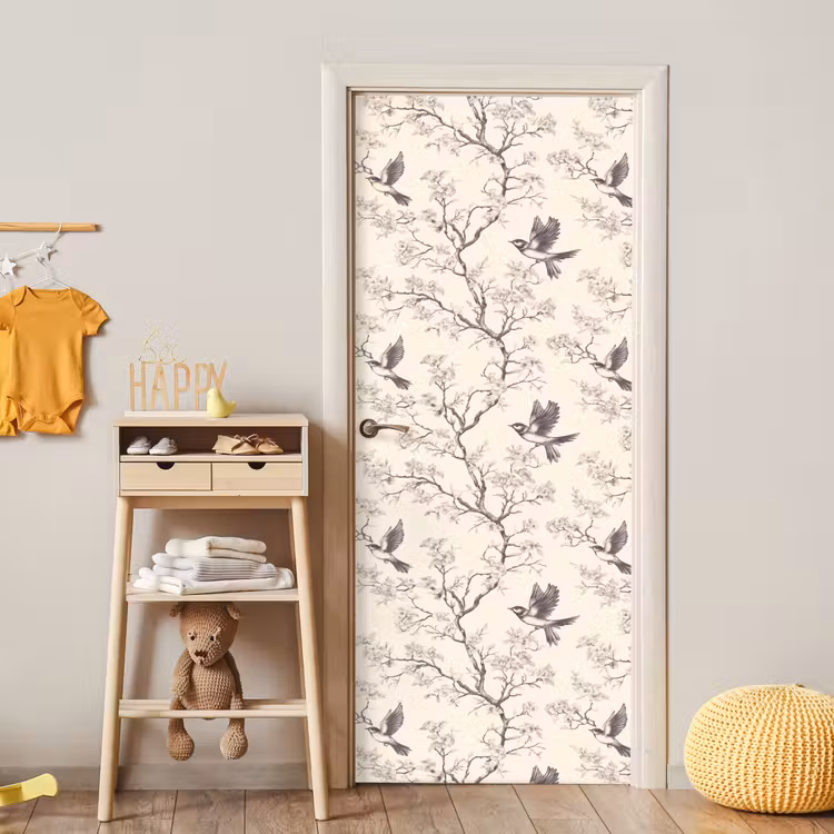 Takken - Vogels - Beige deurposter klein 289 -sfeer4