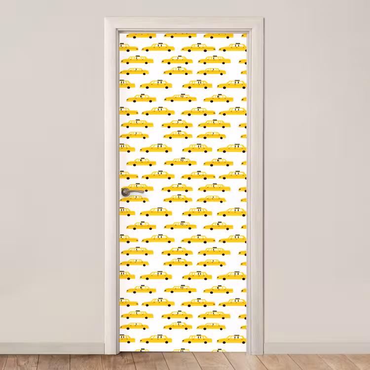 Taxi - Iconisch - Geel deurposter klein 289 -3d_beige