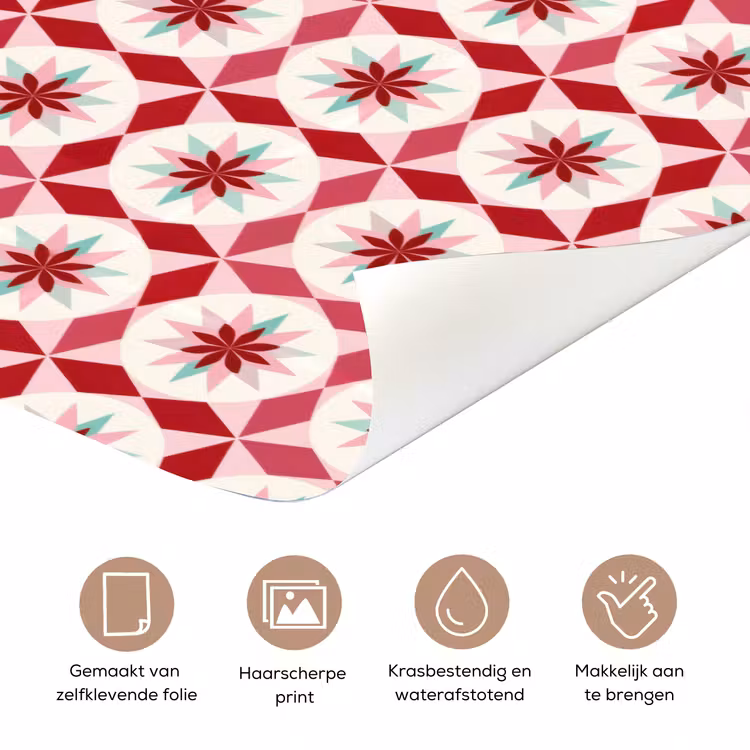 Tegelpatroon - Sterren - Retro - Roze - Mintgroen deurposter klein 289 -closeup_NL