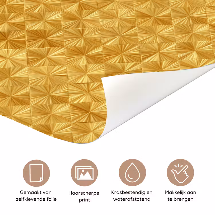 Tegels - Geometrisch - Reliëf - Goud deurposter klein 289 -closeup_NL