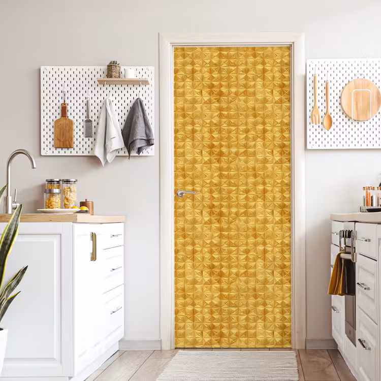 Tegels - Geometrisch - Reliëf - Goud deurposter klein 289 -sfeer5
