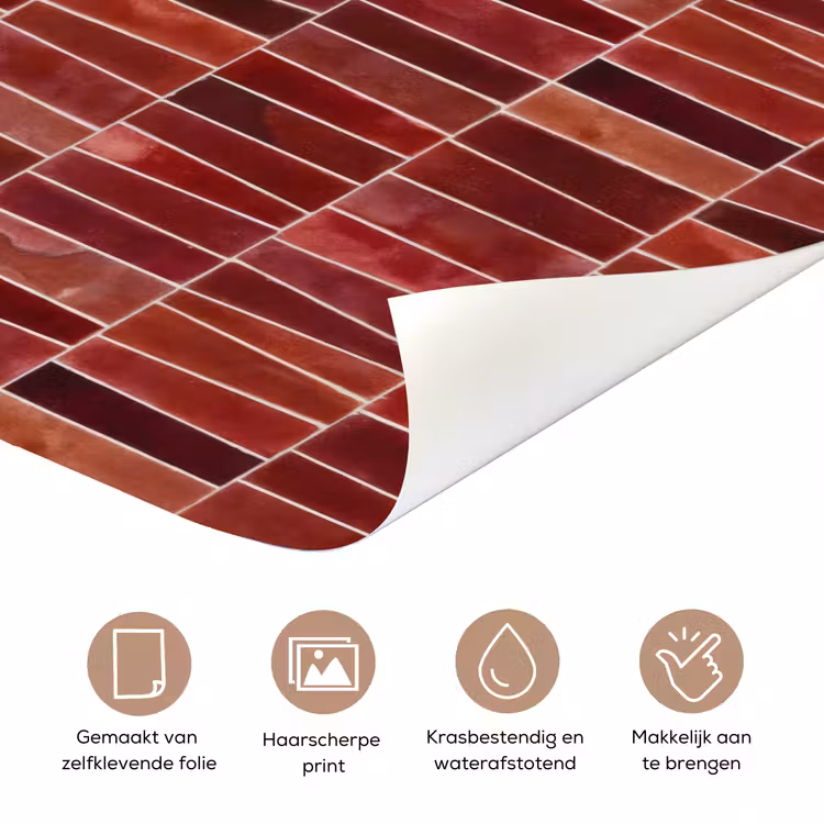 Tegels - Modern - Structuur - Dieprood deurposter klein 289 -closeup_NL
