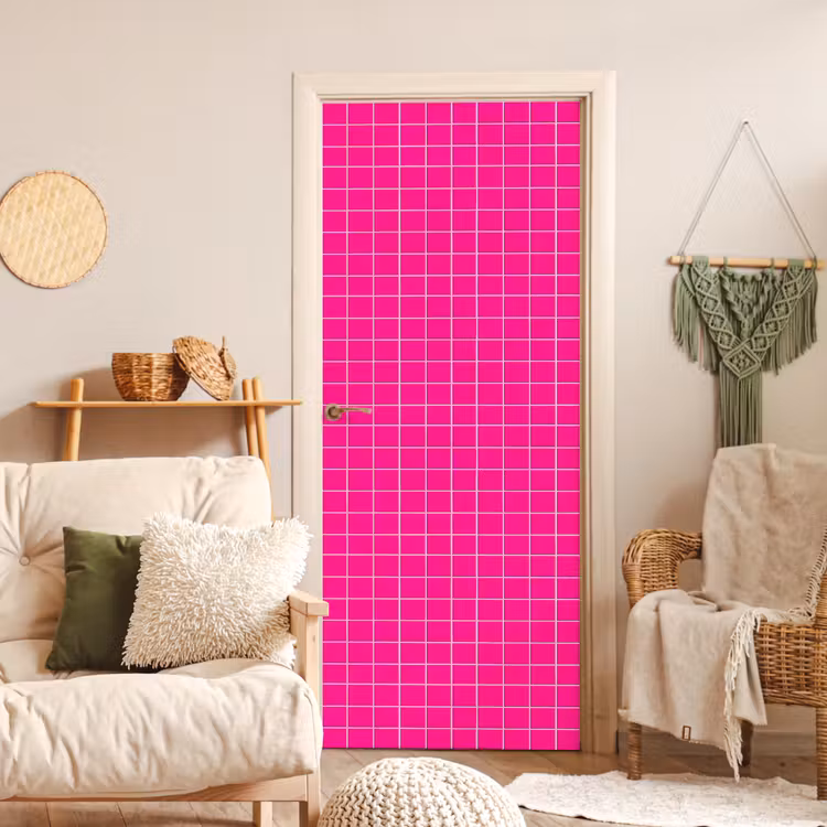 Tegels - Vierkant - Fuchsia deurposter klein 289 -sfeer2