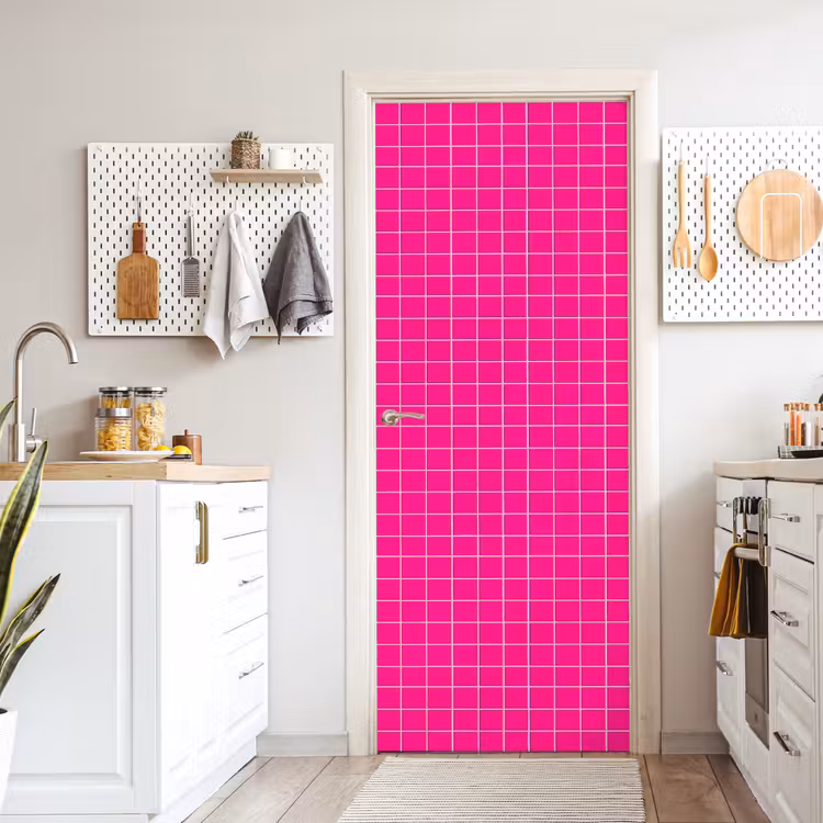 Tegels - Vierkant - Fuchsia deurposter klein 289 -sfeer5